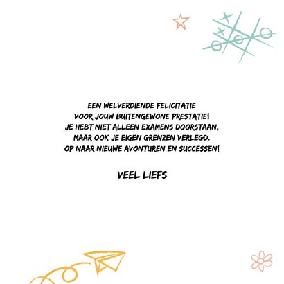Geslaagd kaart met krijtbord en doodles 3