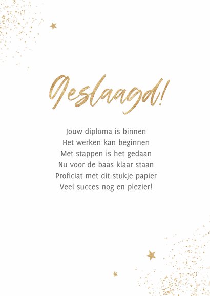 Geslaagd kaart Nederlandse vlag rugzak diploma goud sterren 3