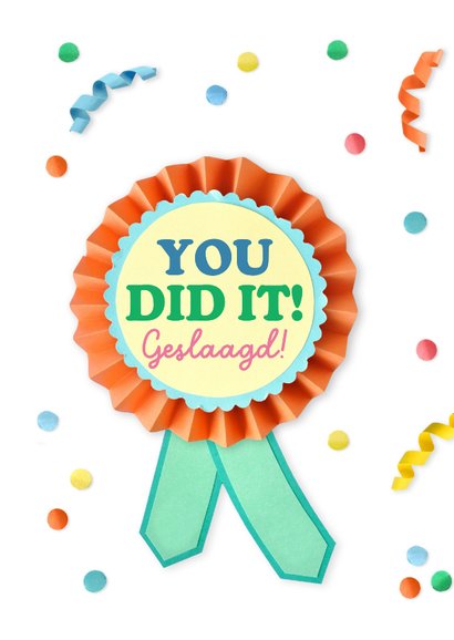Geslaagd kaart rozet you did it 2