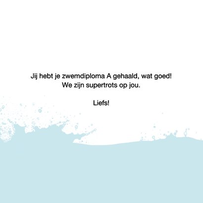 Geslaagd kaart zwemdiploma A opspattend water 3