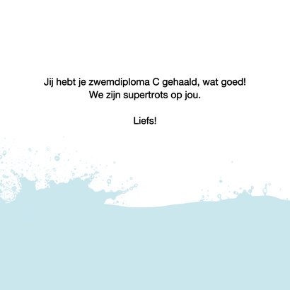 Geslaagd kaart zwemdiploma C opspattend water 3