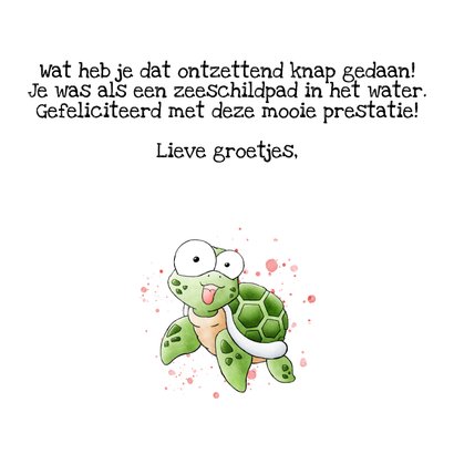 Geslaagd kaart zwemdiploma - Zeeschildpad 3