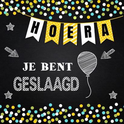 Geslaagd school krijtbord slinger confetti 2