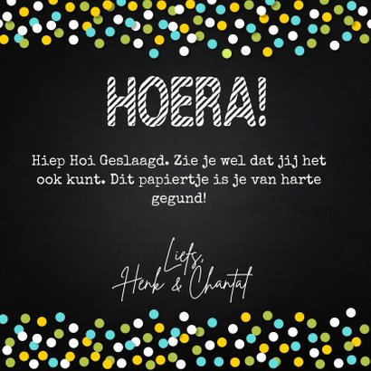 Geslaagd school krijtbord slinger confetti 3