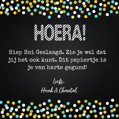 Geslaagd school krijtbord slinger confetti 3