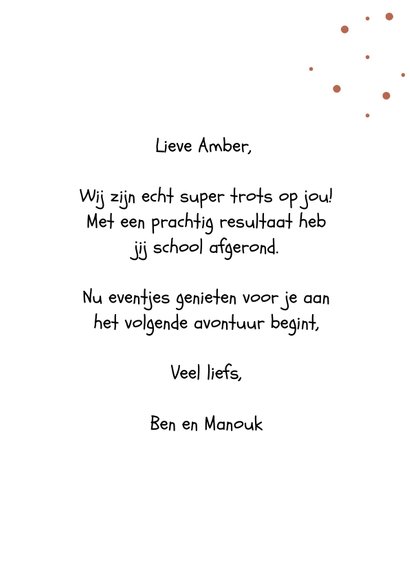 Geslaagd, Trots op jou roze oker 3