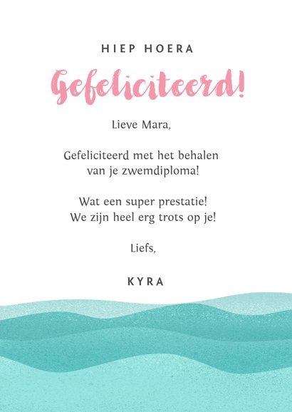 Geslaagd zwemdiploma flamingo felicitatie meisje roze foto 3