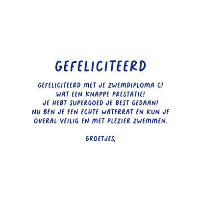 Geslaagd zwemdiploma golven water blauw typografisch goud 3