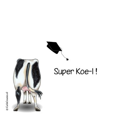 Geslaagdkaart boera met grappige koe 2