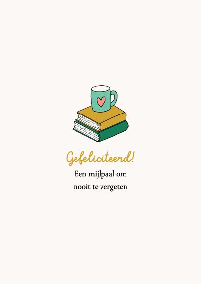 Geslaagdkaart geïllustreerd meisje met roos en boeken 2