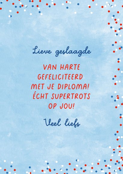 Geslaagdkaart in Hollandse kleuren met afstudeerhoed en foto 3