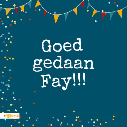 Geslaagdkaart met typemachine en vlaggetjes 2