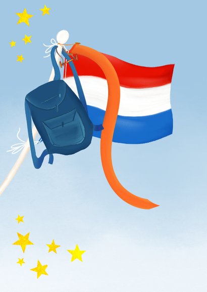 Geslaagdkaart met vlag en wimpel met aanpasbare achtergrond 2