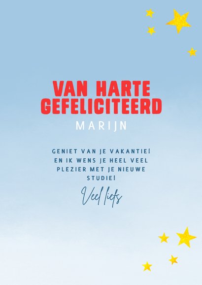 Geslaagdkaart met vlag en wimpel met aanpasbare achtergrond 3
