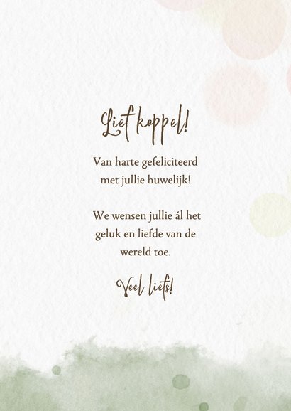Getekende felicitatiekaart met ballonnen en trouwstoeltjes 3