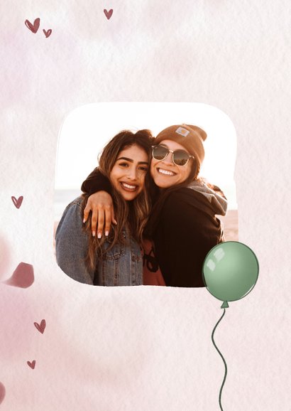 Getekende verjaardagskaart vriendinnen met ballonnen 2
