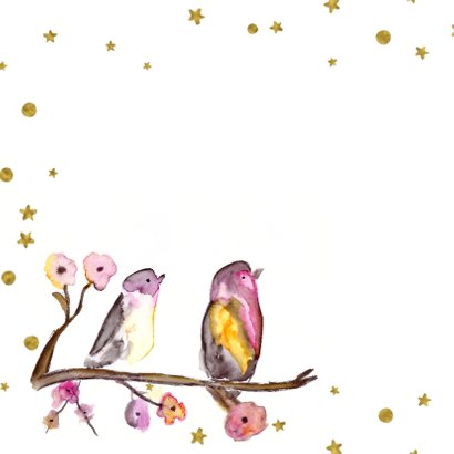 Getrouwd! Felicitatie kaart 2 vogels op een takje 2