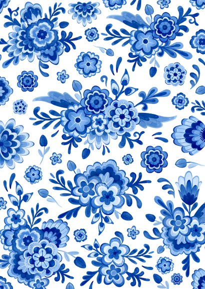Getuige kaart delfts blauw bloemen stijlvol romantisch foto 2