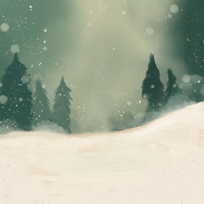 Gezellige en liefdevolle kerstkaart met dieren en kerstboom Achterkant