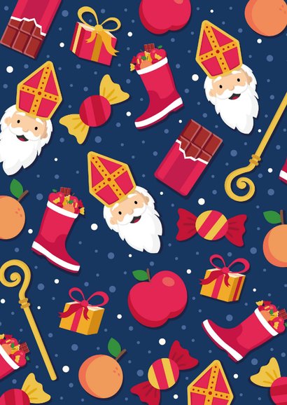 Gezellige Sinterklaas kaart met illustraties van sint 2