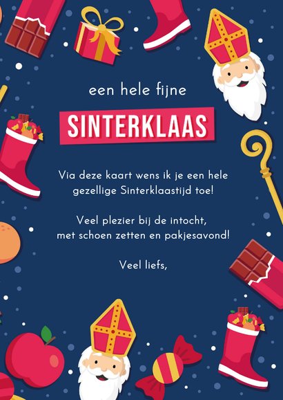 Gezellige Sinterklaas kaart met illustraties van sint 3