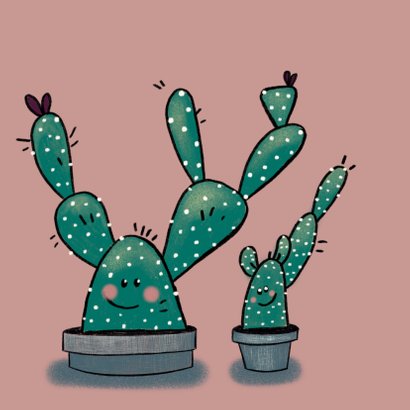 Gezellige vriendschapskaart met twee vrolijke cactussen 2