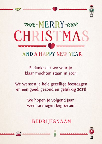 Gezellige zakelijke kerstkaart met foto en gekleurde letters 3