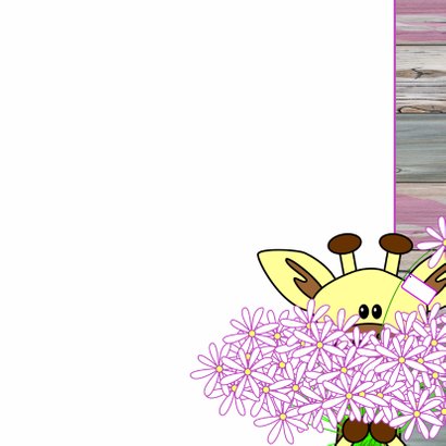Giraffe met een grote bos bloemen 3