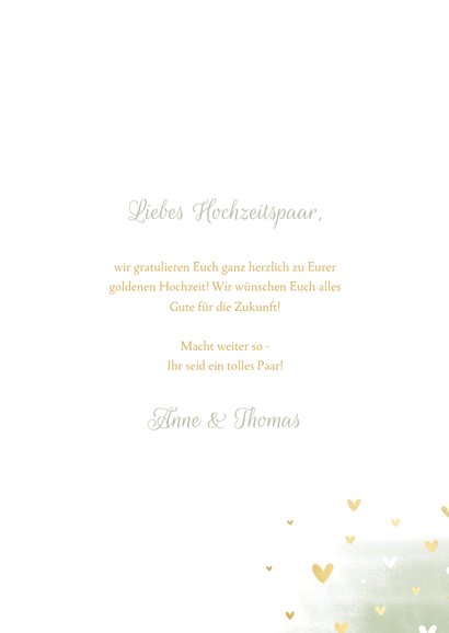 Glückwunschkarte zur goldenen Hochzeit Tauben goldene Herzen 3