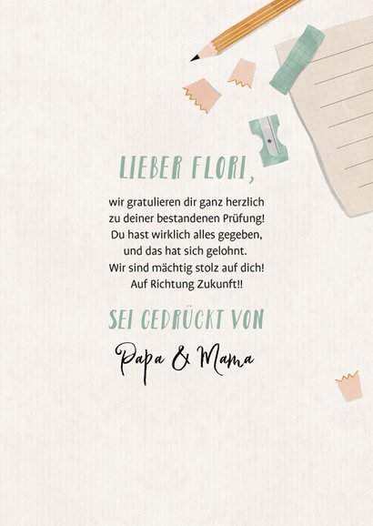 Glückwunschkarte Bestanden Bleistift und Zettel 3