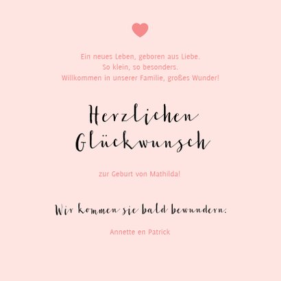Glückwunschkarte Geburt Giraffenfamilie Mädchen 3