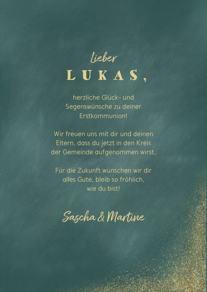 Glückwunschkarte Kommunion Fische gold 3