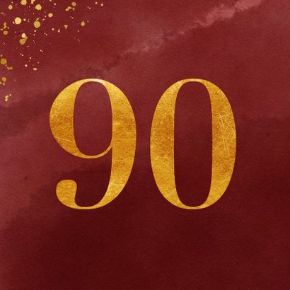 Glückwunschkarte zum 90. Geburtstag Goldzahl 2