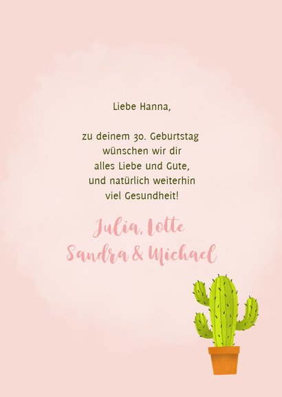 Glückwunschkarte zum Geburtstag Kaktus Lass dich drücken 3