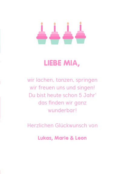 Glückwunschkarte zum Geburtstag mit Flamingos & Luftballons 3