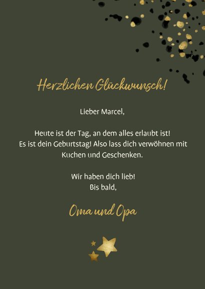 Glückwunschkarte zum Geburtstag mit Foto und Sternen 3