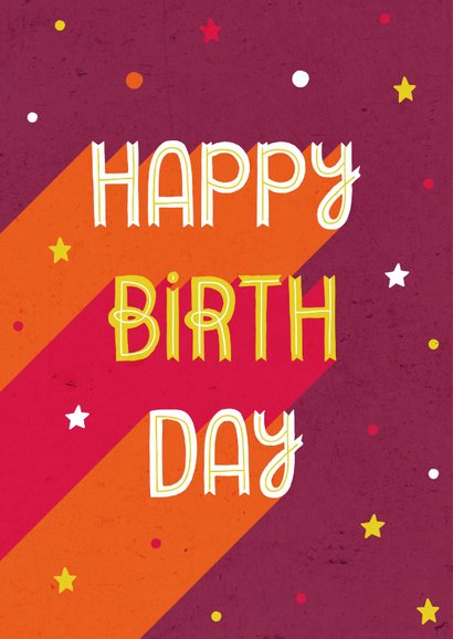 Glückwunschkarte zum Geburtstag retro mit Sternen 2