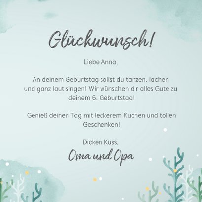 Glückwunschkarte zum Kindergeburtstag Meerjungfrau und Foto 3