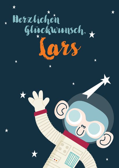 Glückwunschkarte zum Kindergeburtstag mit Rakete 2