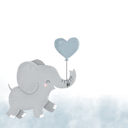 Glückwunschkarte zur Geburt Elefant mit Luftballon 2