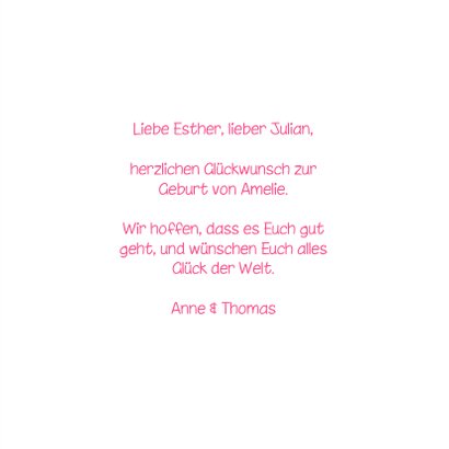 Glückwunschkarte zur Geburt Text grafisch It's a girl 3