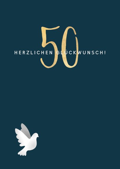 Glückwunschkarte zur goldenen Hochzeit Weiße Tauben 2
