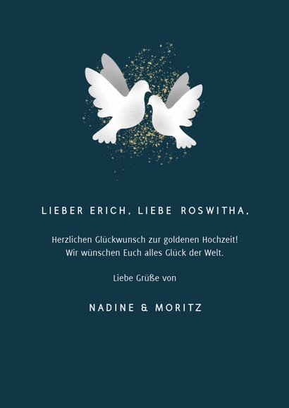 Glückwunschkarte zur goldenen Hochzeit Weiße Tauben 3