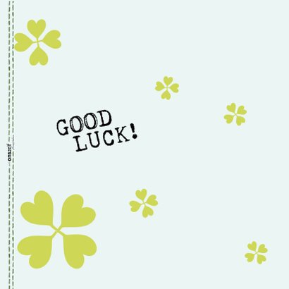 Good Luck kaart botanisch met klavertjes vier 2