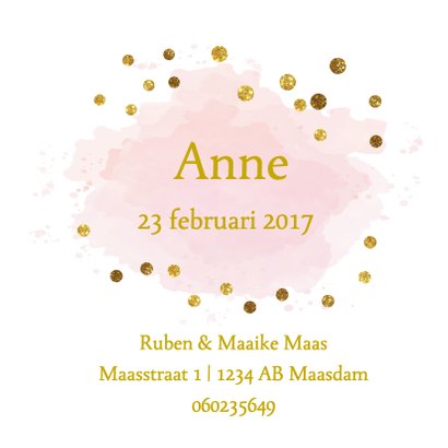 gouden aquarel geboortekaartje 3