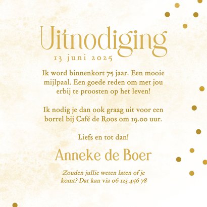 Gouden uitnodiging verjaardagsfeest met vlaggetjes 3