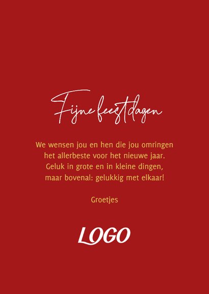 Goudfolie zakelijke kerstkaart rood met eigen foto 2026 3