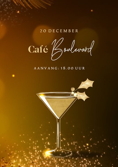 Goudlook kerstborrel uitnodiging kerstcocktail hulsttakje 2