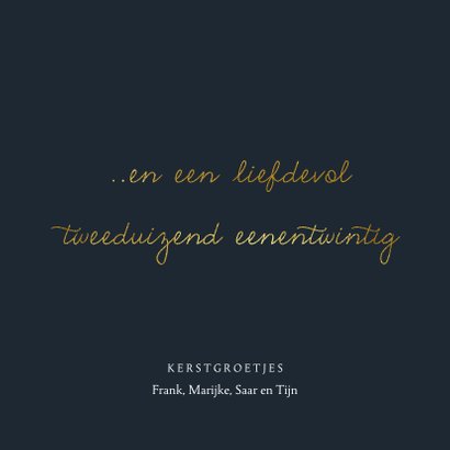 Goudlook kerstkaart op een donkerblauwe achtergrond 3