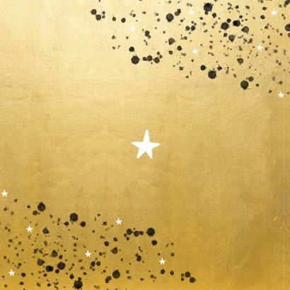Goudlook zakelijke kerstkaart 2021 met logo en spetters Achterkant